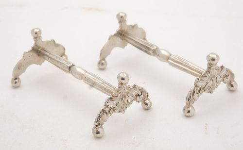Unusual Pair Victorian Silver Knife Rests - London 1846