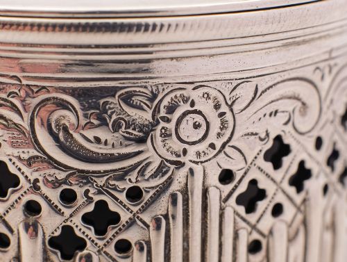 Fabulous Drum Shaped Silver Mustard Pot - Sheffield 1896