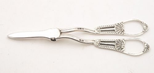 Lovely Pair Edwardian Silver Grape Scissors - Sheffield 1903