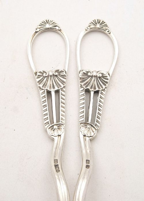 Lovely Pair Edwardian Silver Grape Scissors - Sheffield 1903