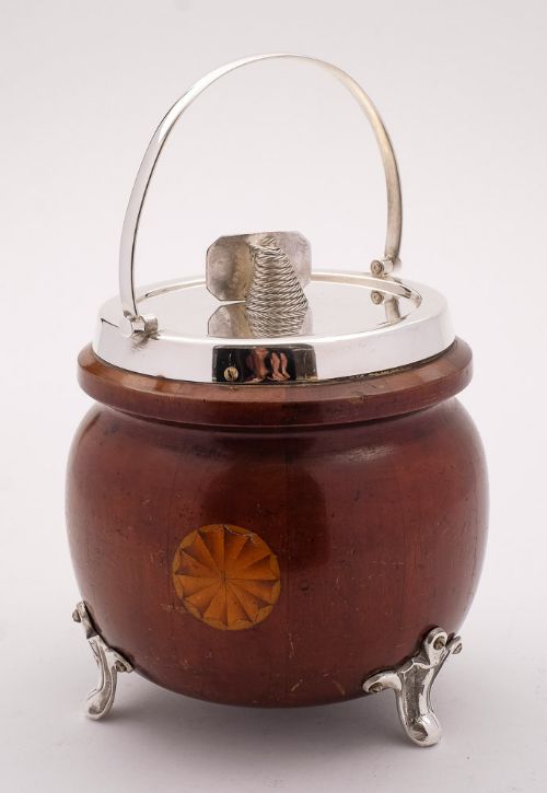 Lovely Edwardian Mahogany Biscuit Box/ Cookie Jar - circa 1905