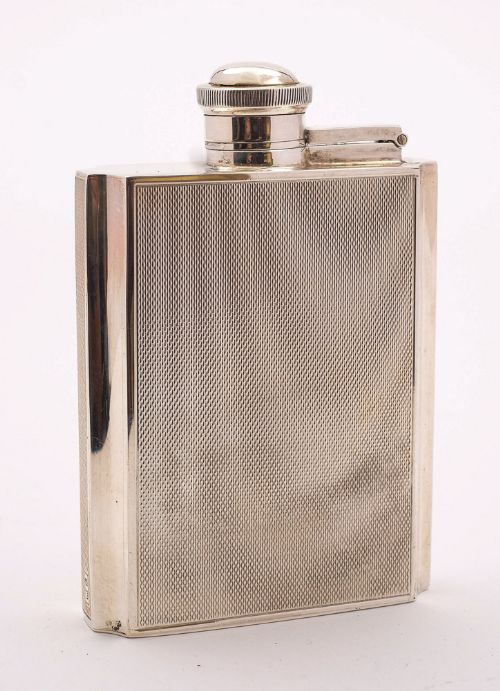 Gorgeous Elizabeth II Silver Hip Flask Birmingham 1959