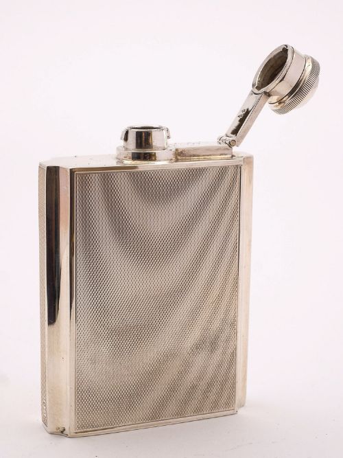 Gorgeous Elizabeth II Silver Hip Flask Birmingham 1959