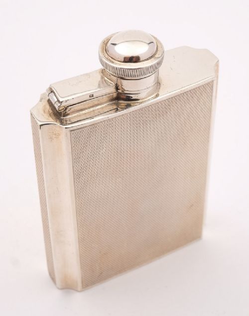 Gorgeous Elizabeth II Silver Hip Flask Birmingham 1959