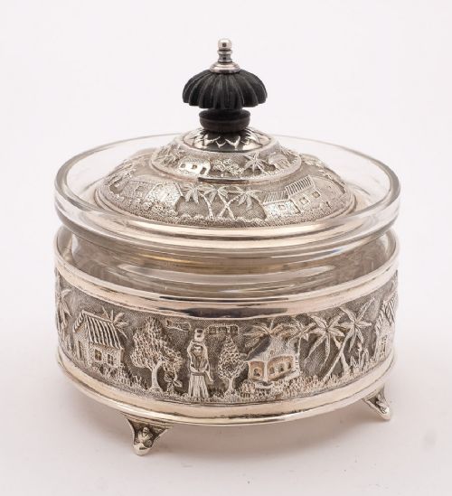 Unusual English Indian-Style Preserve Pot Birmingham 1914