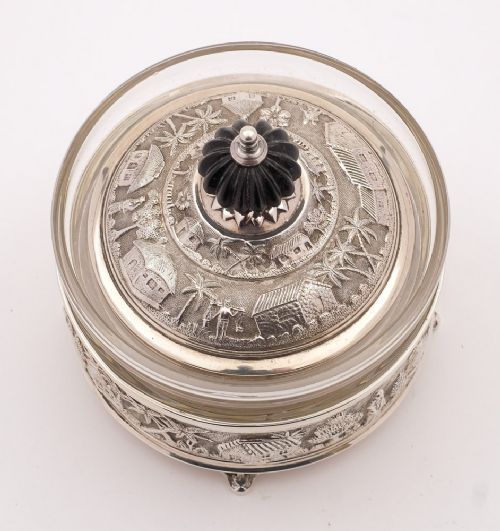 Unusual English Indian-Style Preserve Pot Birmingham 1914