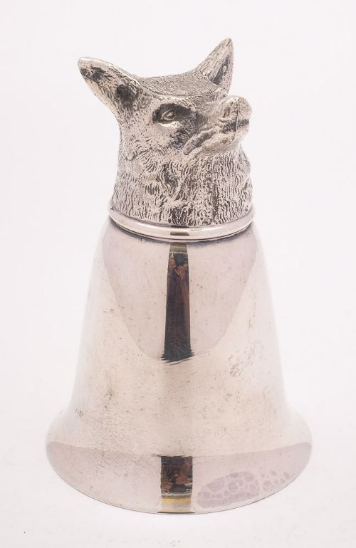Nice Silver Plated Fox Head Stirrup Cup Circa 1960