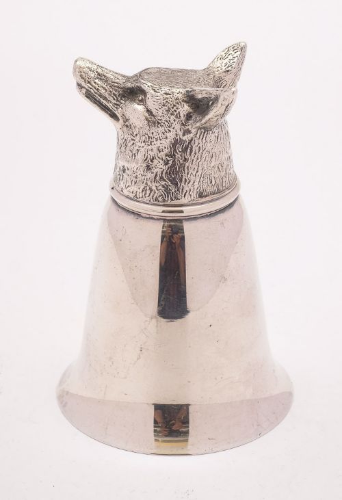 Nice Silver Plated Fox Head Stirrup Cup Circa 1960