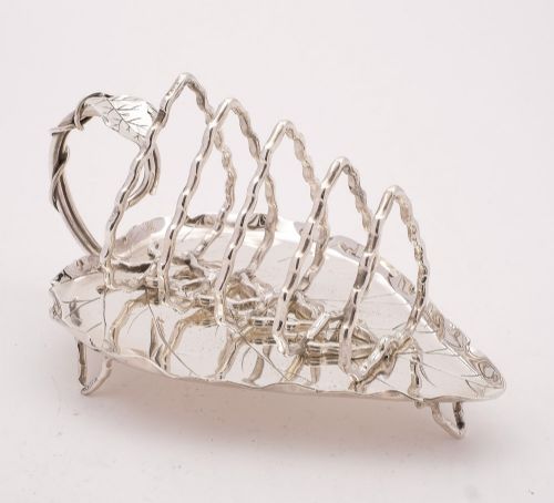 Unusual Victorian Silver Plated Leaf Toast Rack Circa 1890