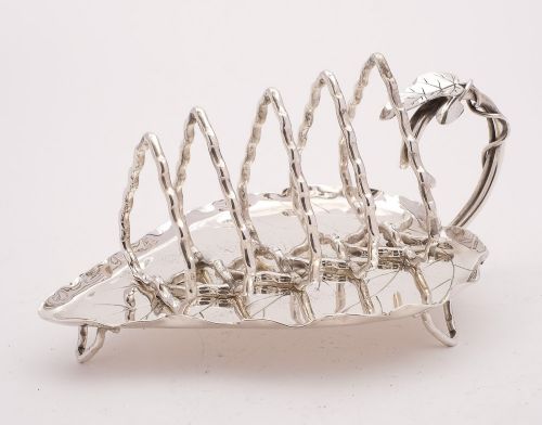 Unusual Victorian Silver Plated Leaf Toast Rack Circa 1890