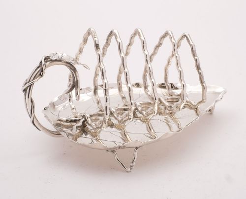 Unusual Victorian Silver Plated Leaf Toast Rack Circa 1890