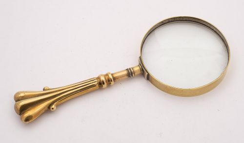 Lovely Large Edwardian Brass Magnifying Glass Circa 1905
