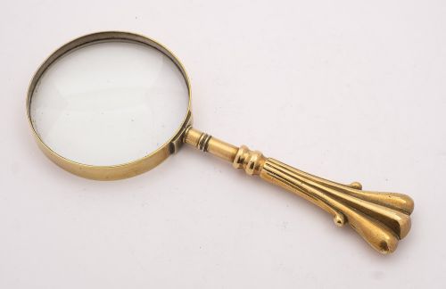 Lovely Large Edwardian Brass Magnifying Glass Circa 1905