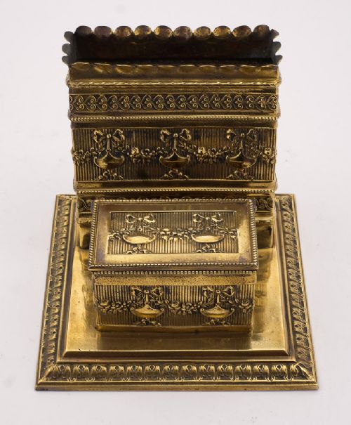 Early Victorian Brass Letter Rack/Stamp Box Circa 1860