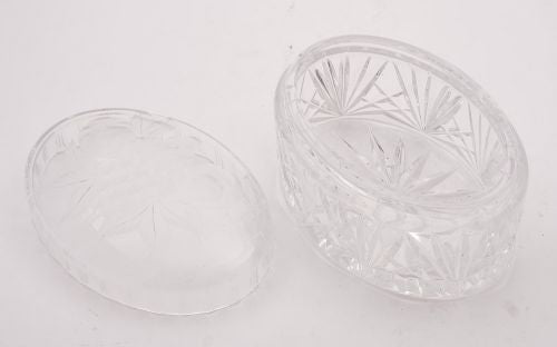 Lovely Art Deco Glass Oval Biscuit Box Circa 1930