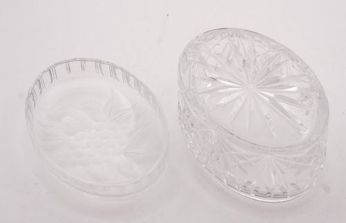Lovely Art Deco Glass Oval Biscuit Box Circa 1930