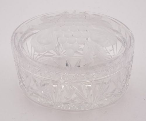 Lovely Art Deco Glass Oval Biscuit Box Circa 1930