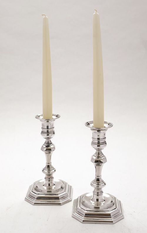 Gorgeous Pair of Georgian Style Silver Plated Candlesticks Circa 1920