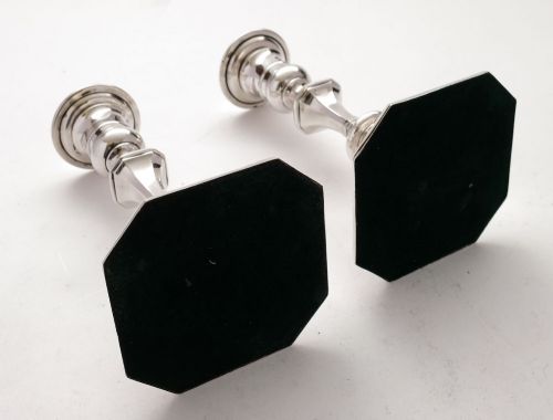 Gorgeous Pair of Georgian Style Silver Plated Candlesticks Circa 1920