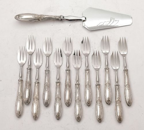 Fabulous French Silver Handled Cake Set Circa 1940