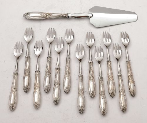 Fabulous French Silver Handled Cake Set Circa 1940