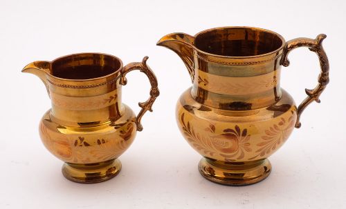Nice Pair of China Copper Lustre Jugs/Pitchers Circa 1880