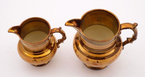 Nice Pair of China Copper Lustre Jugs/Pitchers Circa 1880
