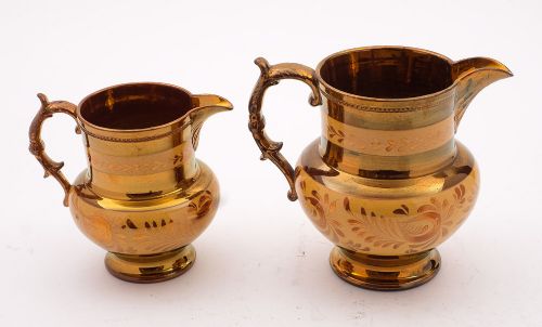 Nice Pair of China Copper Lustre Jugs/Pitchers Circa 1880