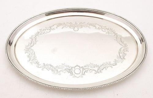 Good English Silver Oval Tray Birmingham 1911