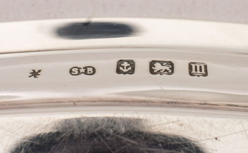 Good English Silver Oval Tray Birmingham 1911