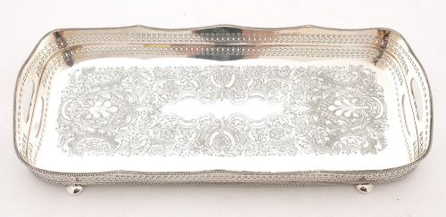 Fabulous Silver Plated Oblong Serving Tray Circa 1930