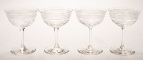 Lovely Set of 4 Edwardian Champagne Glasses Circa 1905