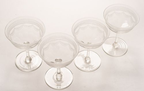 Lovely Set of 4 Edwardian Champagne Glasses Circa 1905
