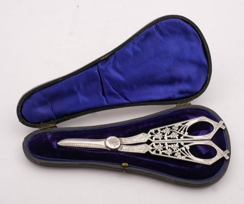 Fabulous Cased Victorian Grape Scissors Circa 1890