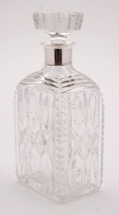 Gorgeous Silver Topped Cut Glass Decanter Circa 1930