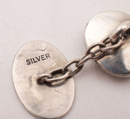 Nice Pair of Edwardian Silver & Agate Cufflinks Circa 1905