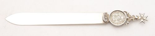 Unusual Maltese Silver Paper Knife Circa 1900