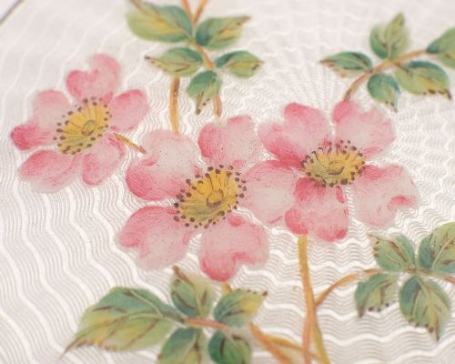 Gorgeous Vintage Enamel & Silver Topped Jar Birmingham 1951