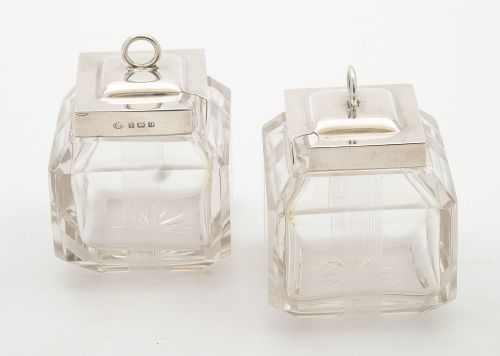 Gorgeous Pair of Cut Glass Preserve Pots Birmingham 1919