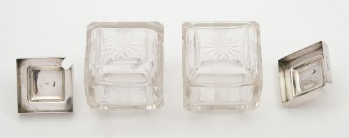 Gorgeous Pair of Cut Glass Preserve Pots Birmingham 1919