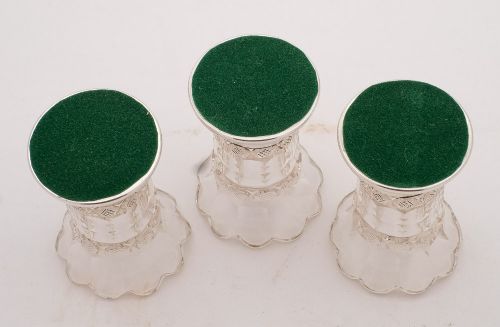 Lovely Trio of Silver Based Glass Vases Sheffield 1912