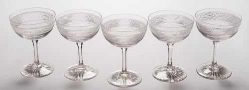 Nice Set of 5 Edwardian Cut Glass Champagnes Circa 1905