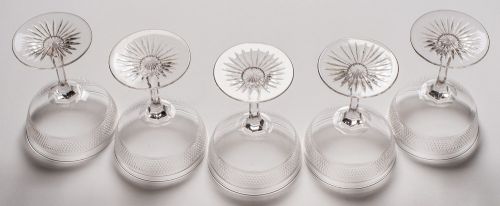 Nice Set of 5 Edwardian Cut Glass Champagnes Circa 1905