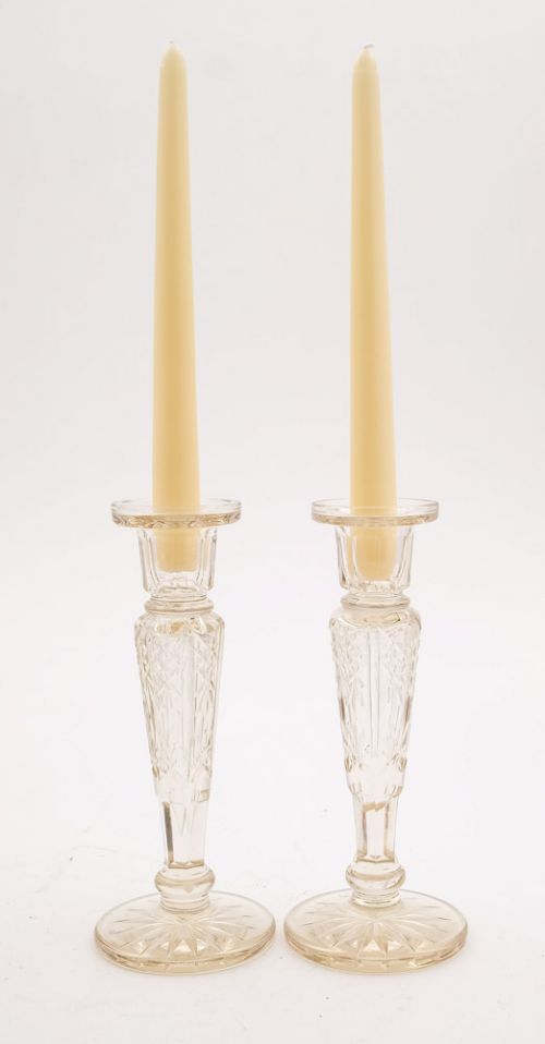 Wonderful pair of English Edwardian glass candlesticks n- circa 1905