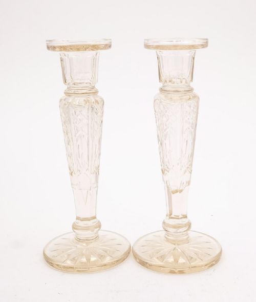 Wonderful pair of English Edwardian glass candlesticks n- circa 1905
