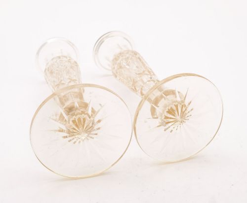 Wonderful pair of English Edwardian glass candlesticks n- circa 1905