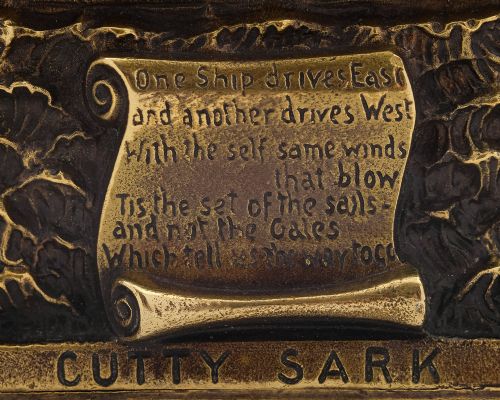 Edwardian Cutty Sark Brass Bookends - circa 1905