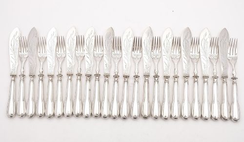 Fabulous Christofle Silver Plated Fish Set - circa 1900