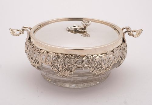 Gorgeous Victorian Silver & Glass Bowl - London 1894