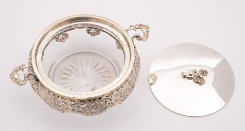 Gorgeous Victorian Silver & Glass Bowl - London 1894